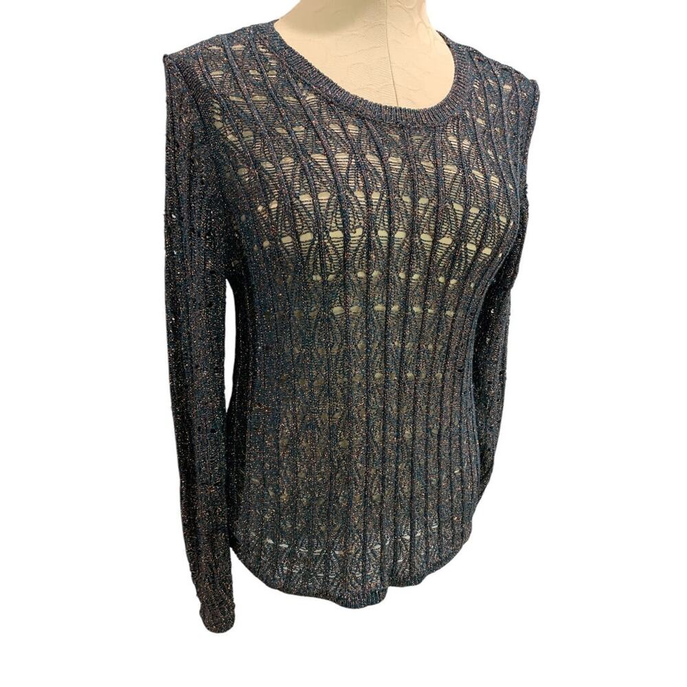 Medium Pilcro Anthropologie Womens Loose Weave Sweater Copper Evergreen